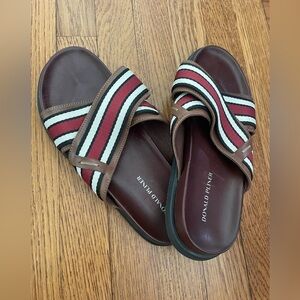 Donal J Pliner Mens Leather Slide Sandals Striped Size 10